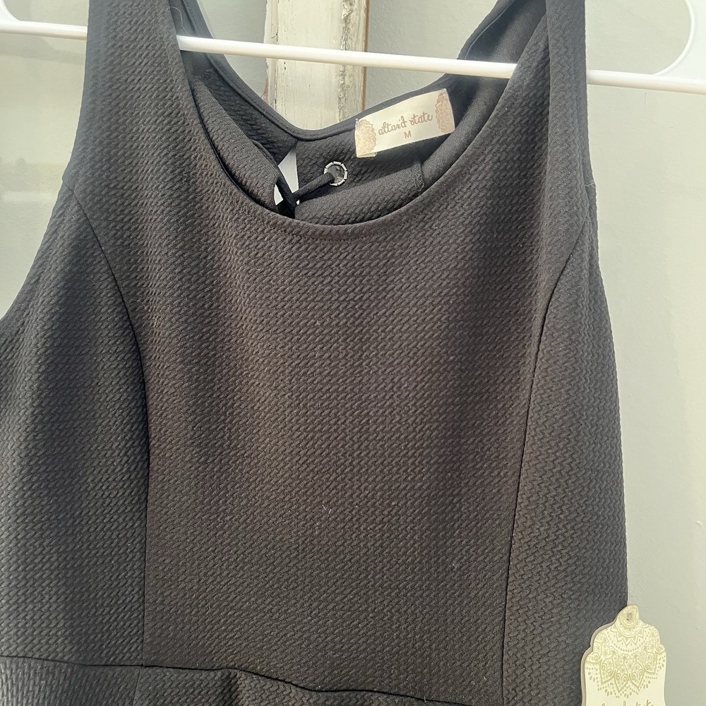NWT Altar'd‎ State Dress Black Lace Up Back Size M Fit And Flare Skater Cocktail - Picture 3 of 7